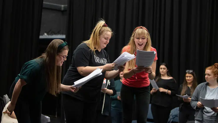 Music theatre students working on a new musical