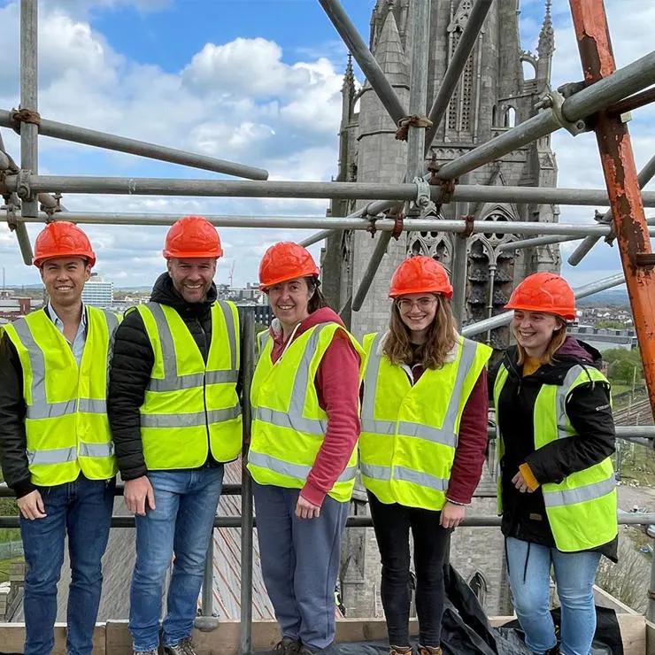Some of the braver students went out on the high level scaffold at St Walburge’s.