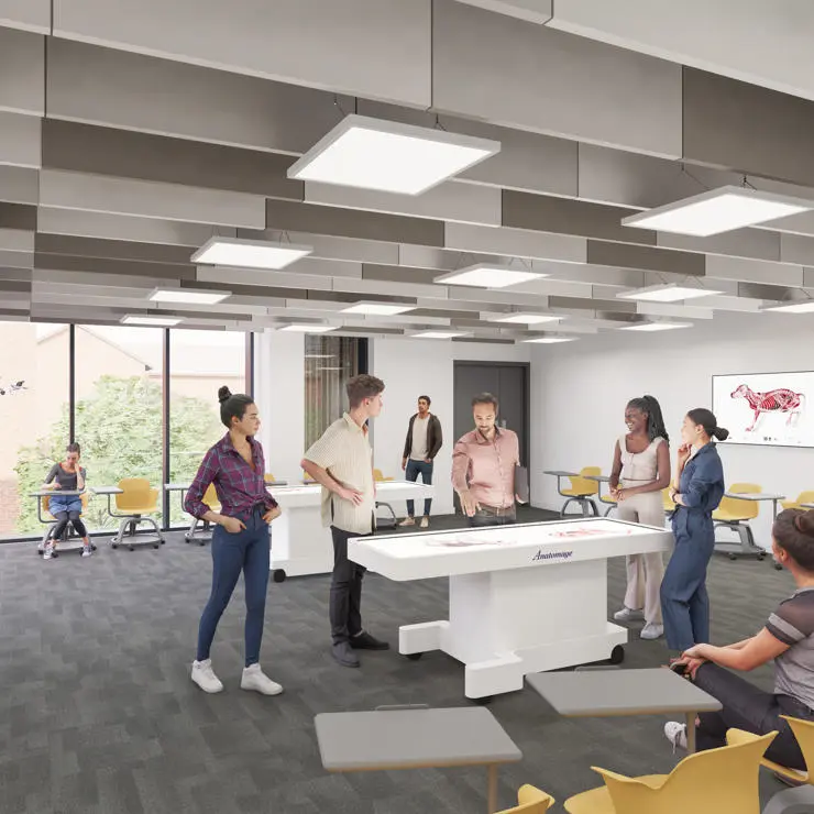 Artists impression (CGI) of the new digital anatomy room in the Vet School building