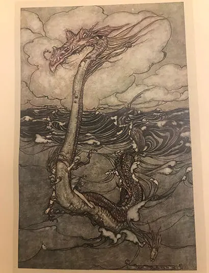 The Sea Serpent by Arthur Rackham from Rackham's Book of Pictures.