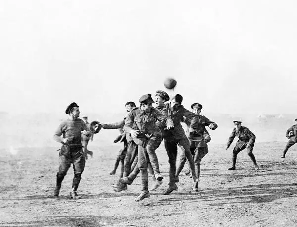 First World War soldiers playing football