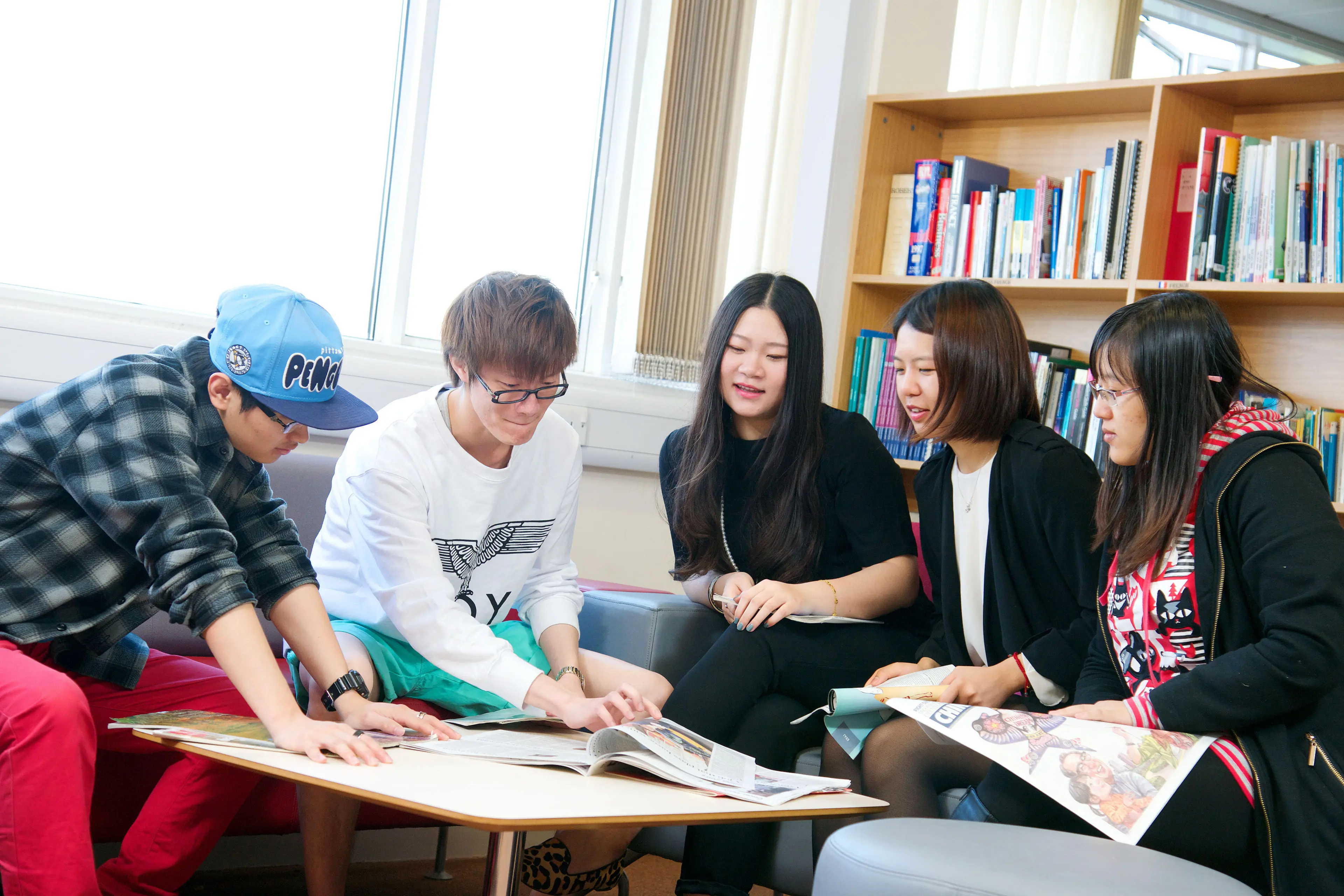 Language students in Library