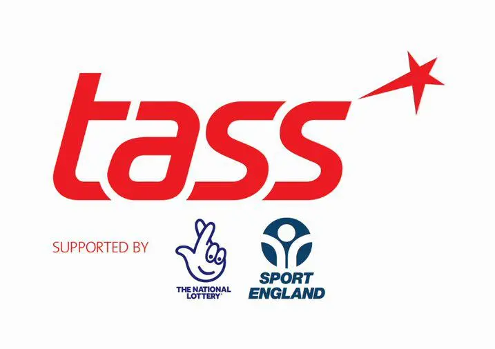 tass red logo on white background lottery and sport logo added to bottom of image