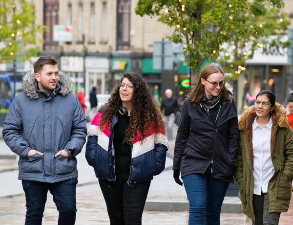 Students in Burnley town centre