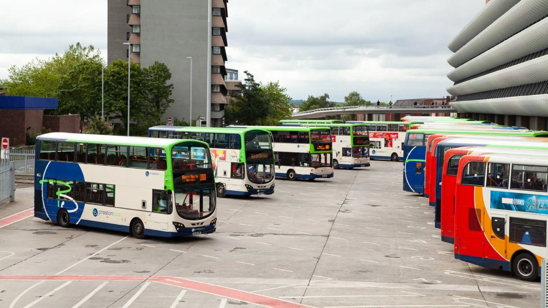 preston buses parked at bus station
