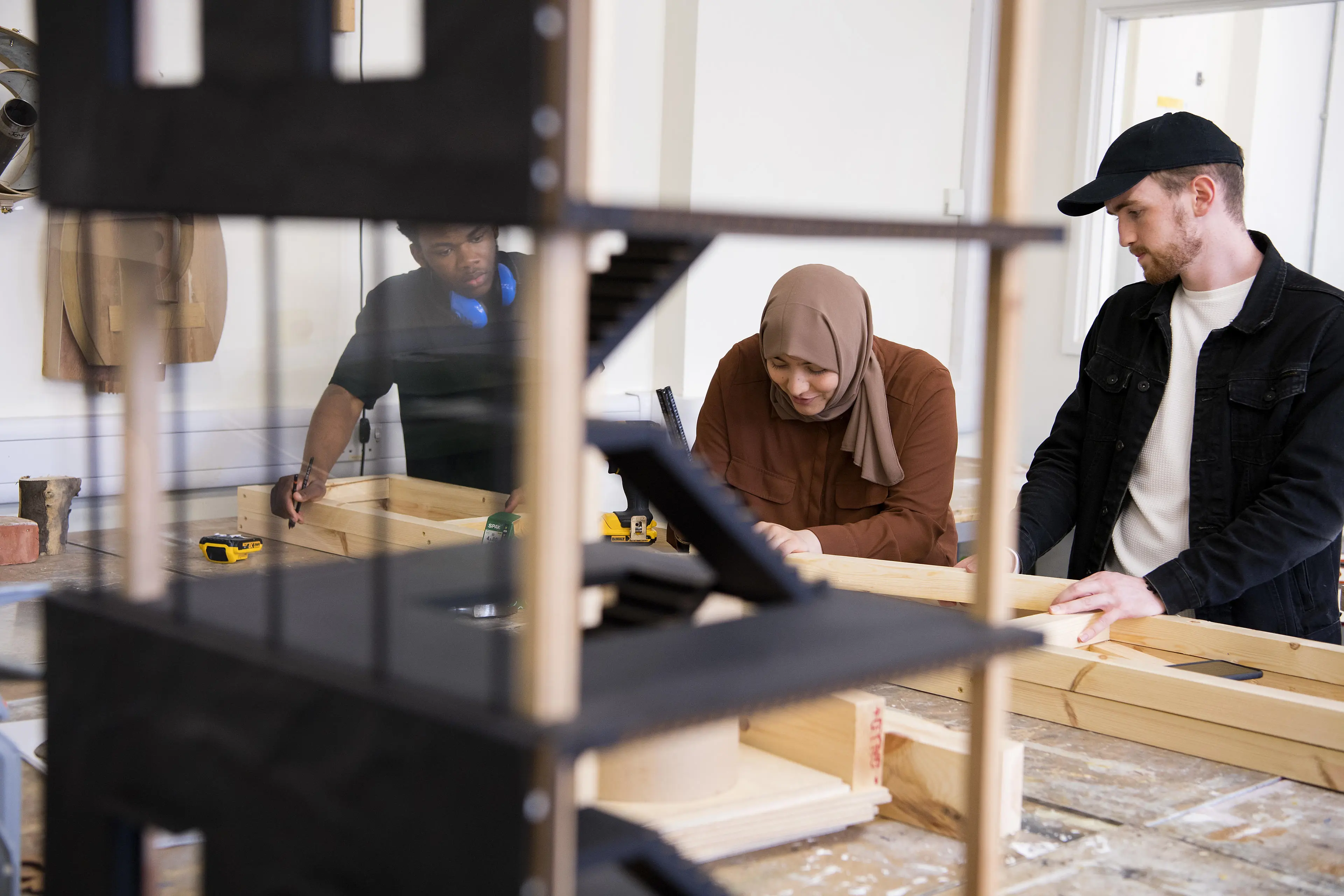 architecture students working in the studio