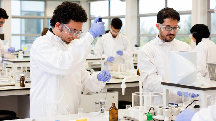 Students working in laboratory facilities 