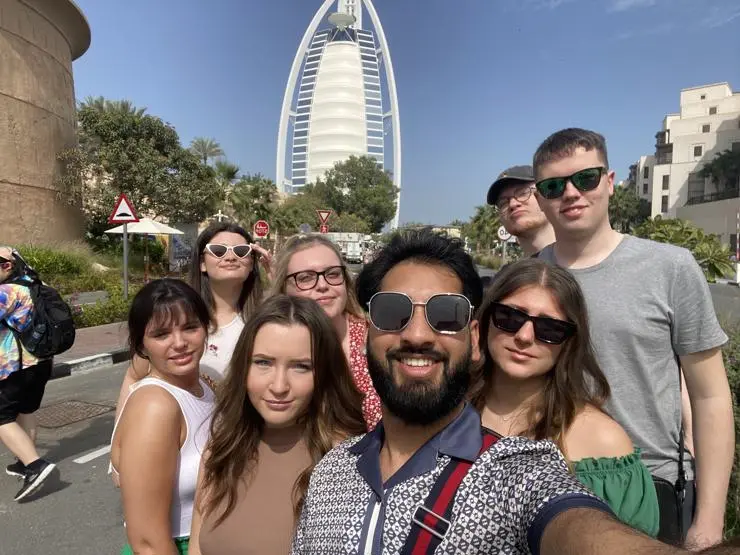 Students in Dubai visiting the Burj Al Arab