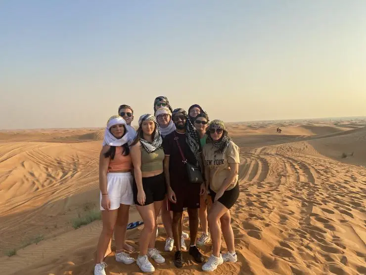 Students visiting the desert during their Dubai study trip