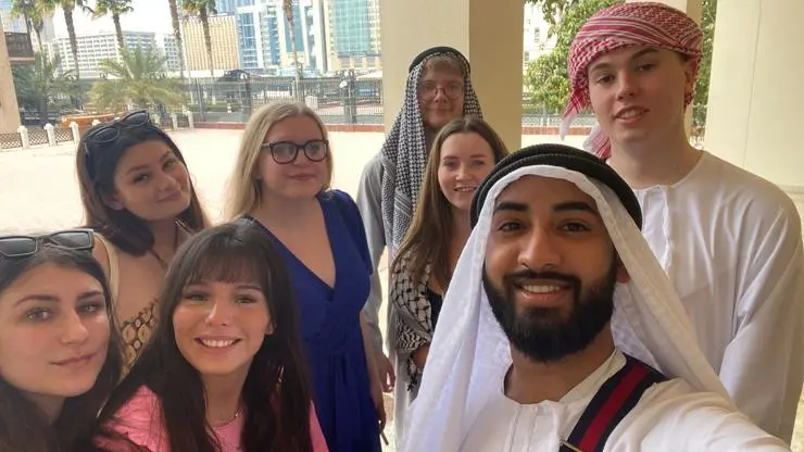 Students ready to have a tour of a Mosque in Dubai