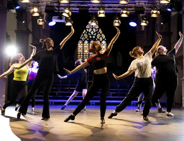 Students in a dance class in St Peter’s Arts Centre