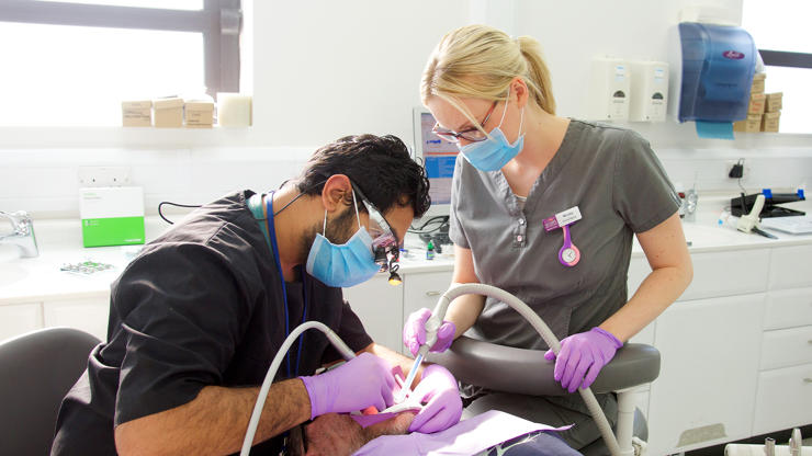 Prosthodontics students in clinic