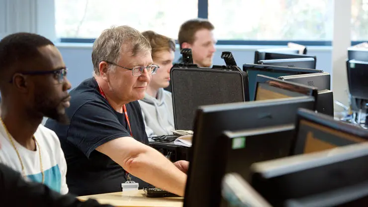 Students in a computer lab setting