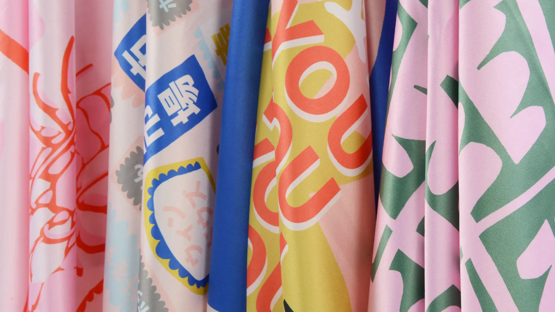 Printed scarfs created by textile student Harriet McCombe