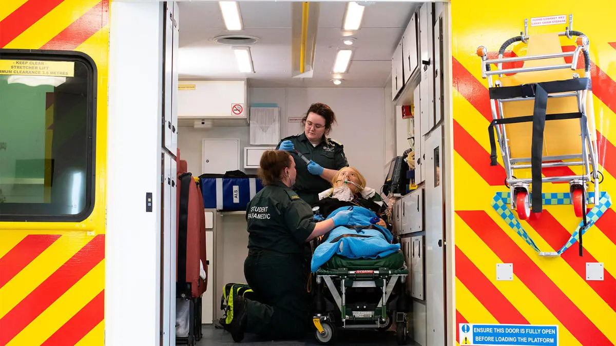 Paramedic Science students learning in the simulation suite