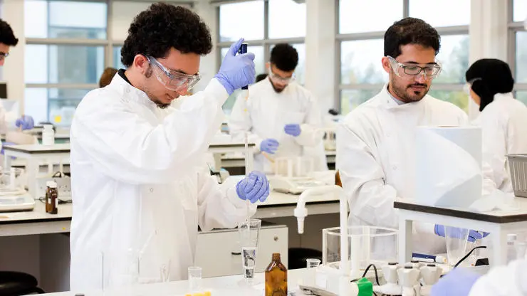 Students working in laboratory facilities 