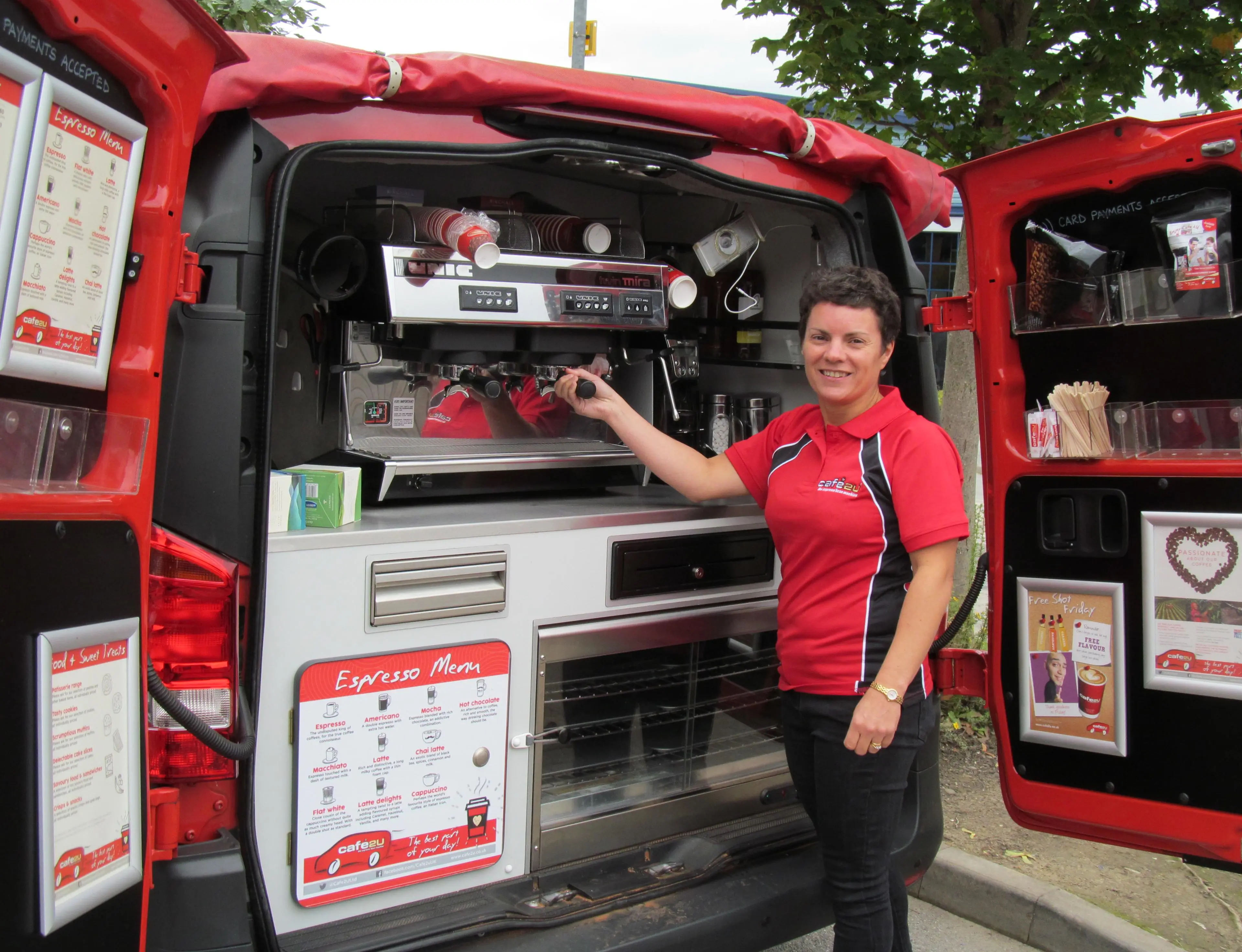 Anne-Marie Craven making coffee from her van