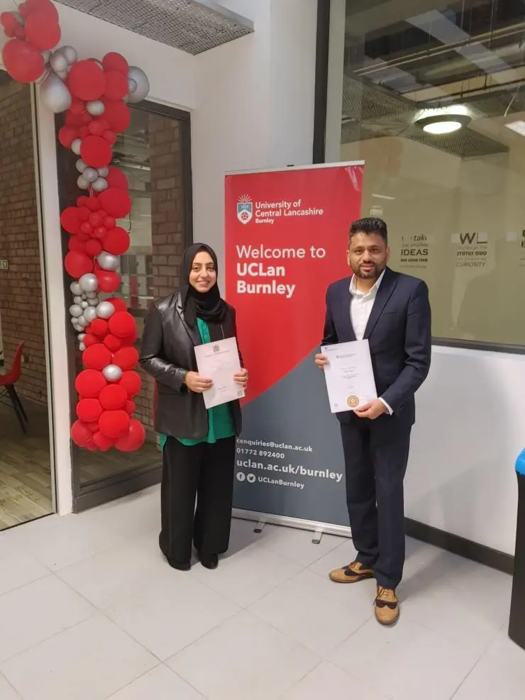 Ibrar Syed and Anam Zubair at UCLan Burnley Campus