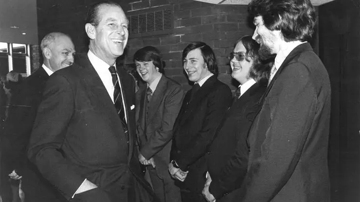HRH Prince Phillip visiting the Polytechnic in the 1970s