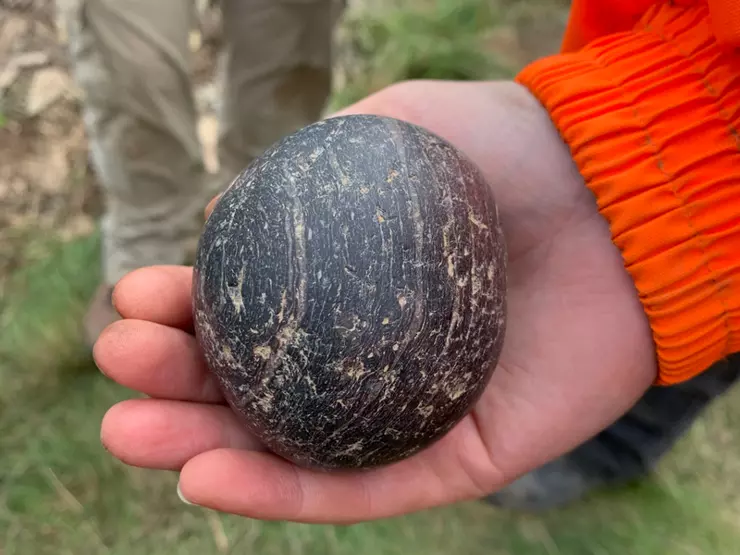 Polished stone ball found 