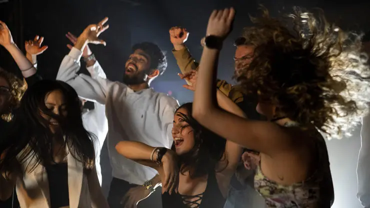 Group of students dancing in a Preston nightclub