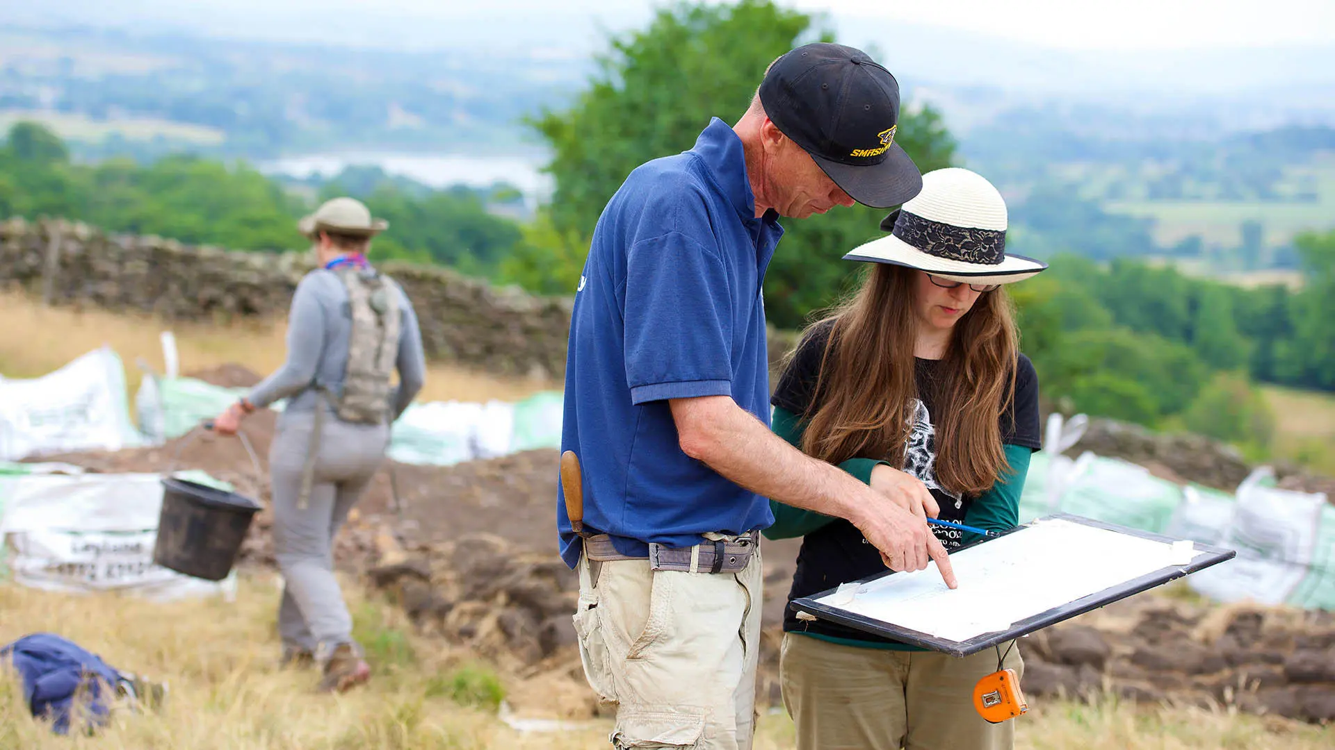 Archaeologists working in the field