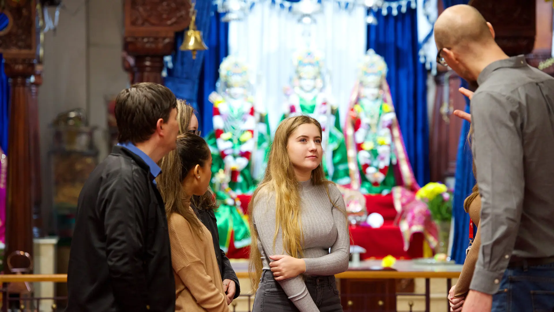 Students visiting a religious temple
