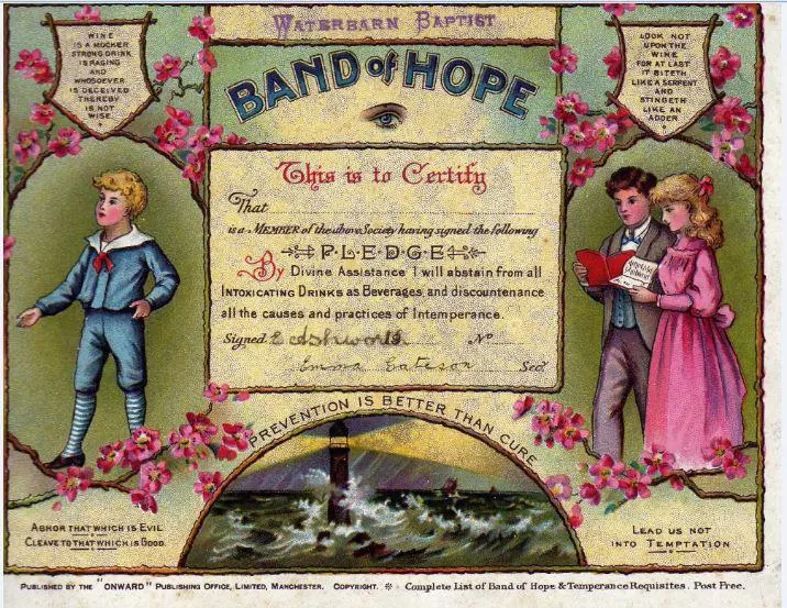 Early 1900s Band of Hope Certificate