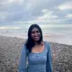 Medicine student Devadharshini stood on a beach