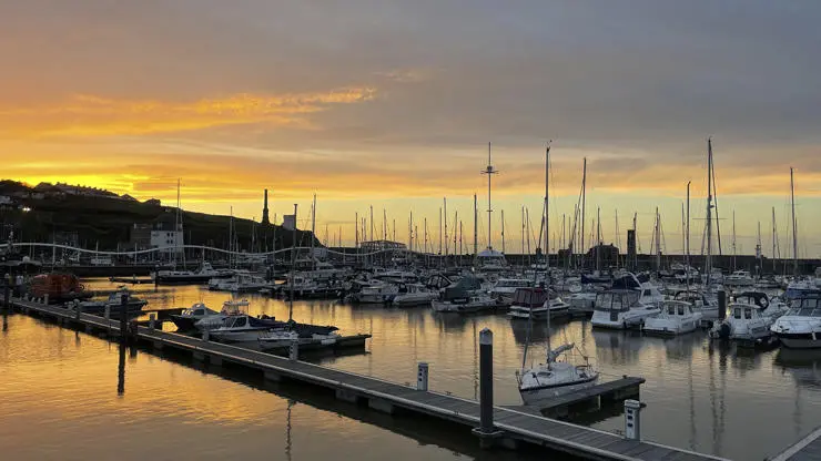 The sun sets over Whitehaven's harbour
