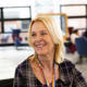 suzanne juniper uclan staff member in shared space at uclan