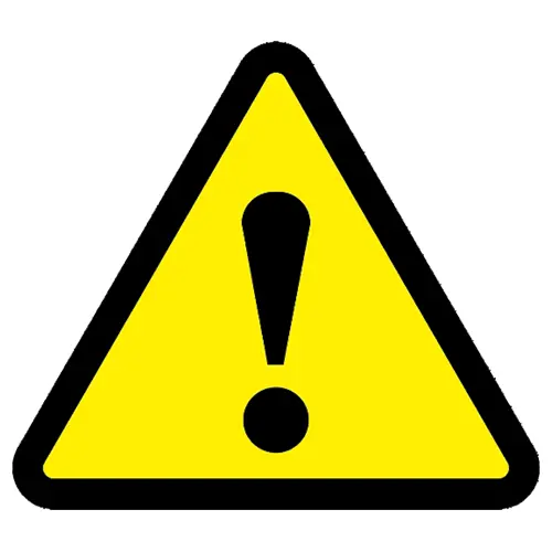 yellow triangle warning sign with a black exclamation mark in the center