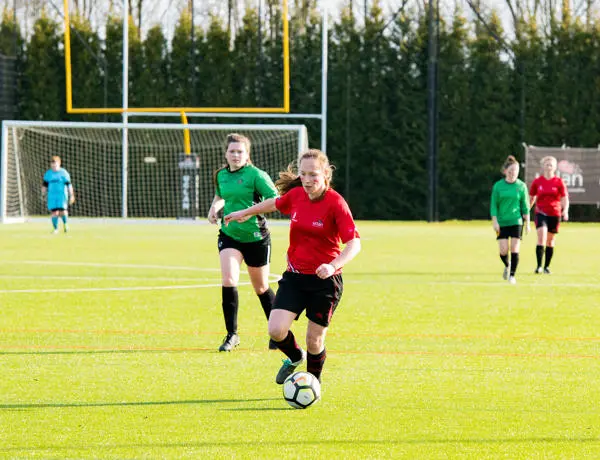 Women's football match at the UCLan Sports Arena