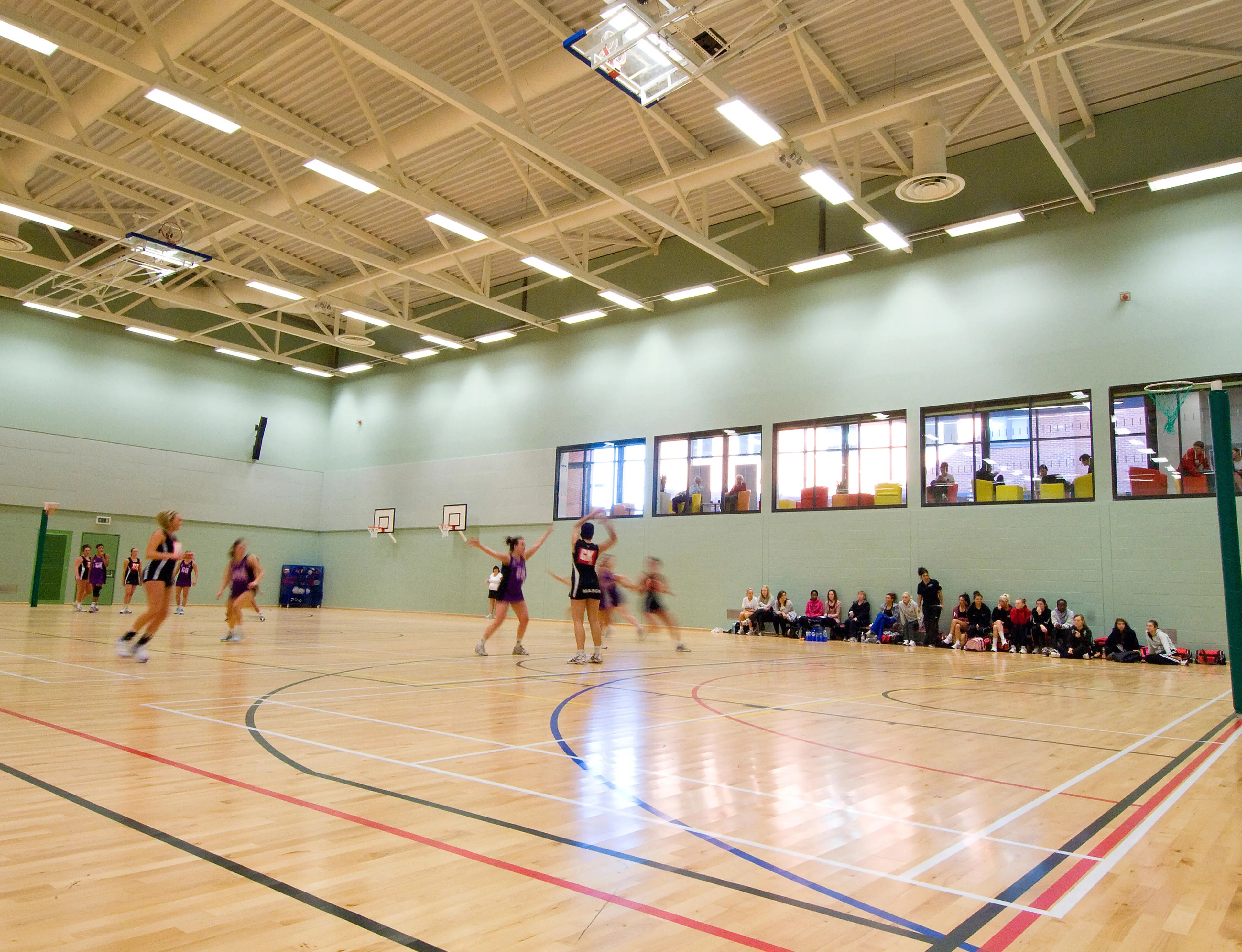 Netball match in the Sir Tom Finney Sports Centre