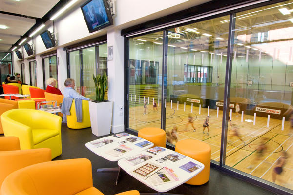 Sports hall viewing area in Sir Tom Finney Sports Centre