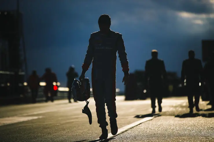 Silhouette of a motorsports driver, taken by Stephen Fisher