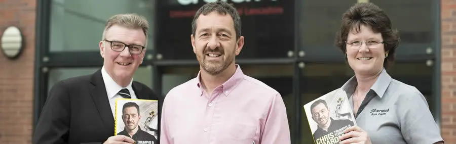 Olympic gold medallist Chris Boardman shared stories from his long-awaited autobiography Triumphs and Turbulence at an ‘In Conversation with’ event at the University, hosted by BBC Radio Lancashire’s John Gillmore