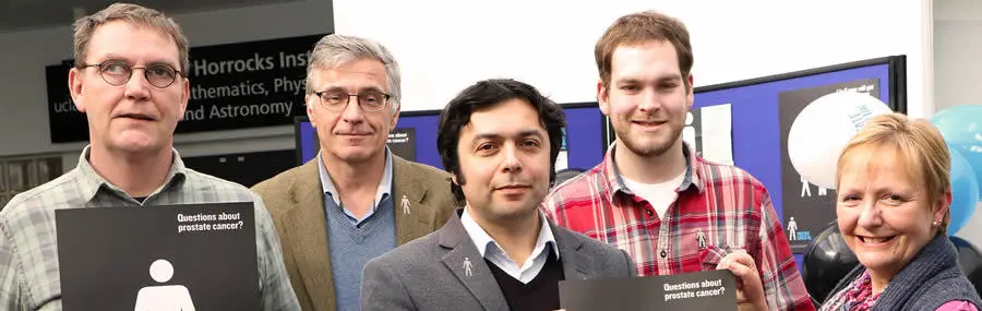 Kevin Vardy, Cambridge Oncometrix Chief Scientist Dmitry Soloviev, Cambridge Oncometrix CEO Maxim Rossmann, UCLan biomedical master's student Joe Mather and Dr Carole Rolph, Senior Lecturer in Clinical Biochemistry.