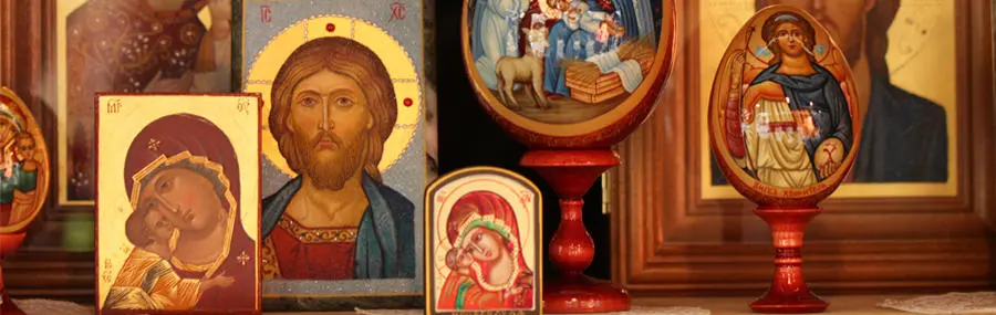 Some of the Russian Orthodox icon paintings produced by the St Elisabeth Convent.