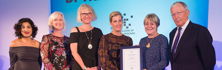 Dr Hazel Roddam receiving her award from Her Royal Highness The Countess of Wessex