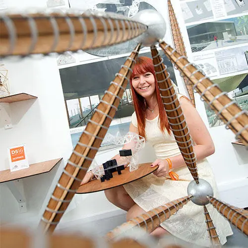 University of Central Lancashire (UCLan) student Beth Wellman with her award-winning project designs.