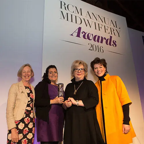 Royal College of Midwives Chief Executive Cathy Warwick; UCLan student Hannah Tizard; Kate Hulatt, Johnson’s Professional Senior Brand Manager; and BBC Broadcaster Kate Silverton.