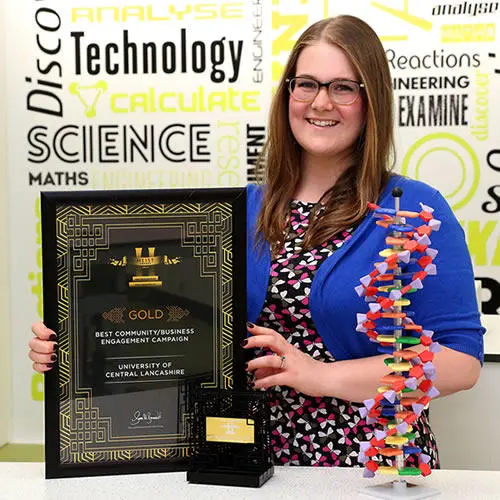 Dr Liz Granger has been awarded Gold at the HEIST ceremonies for her work at UCLan's Young Scientist Centre