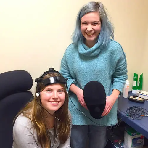 Students tested out the Brain Imaging Lab’s state-of-the-art equipment, which uses EEG scans to record brain activity.  