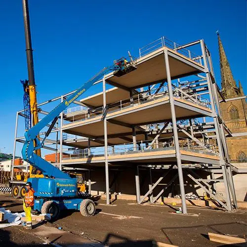 Steelwork is put in place for the UCLan Student Centre