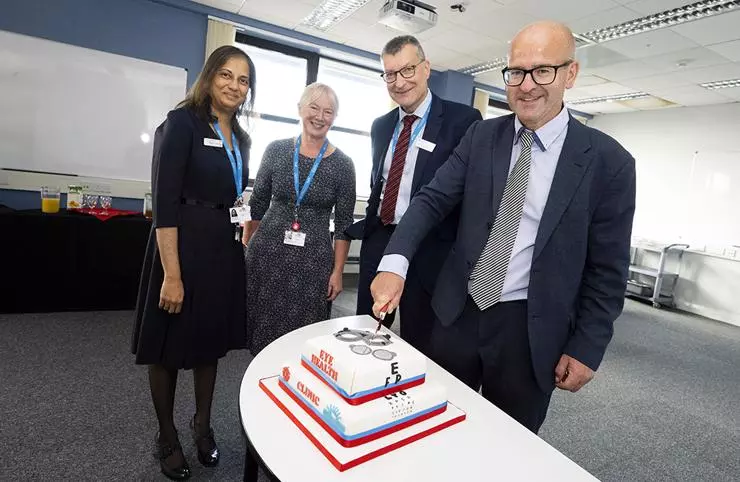 (L-R) Rupal Lovell-Patel, Academic Lead for Vision Sciences at the University, Professor Cathy Jackson, Executive Dean of the Faculty of Clinical and Biomedical Sciences, UCLan Vice-Chancellor Professor Graham Baldwin and Lancashire County Councillor Shaun Turner.