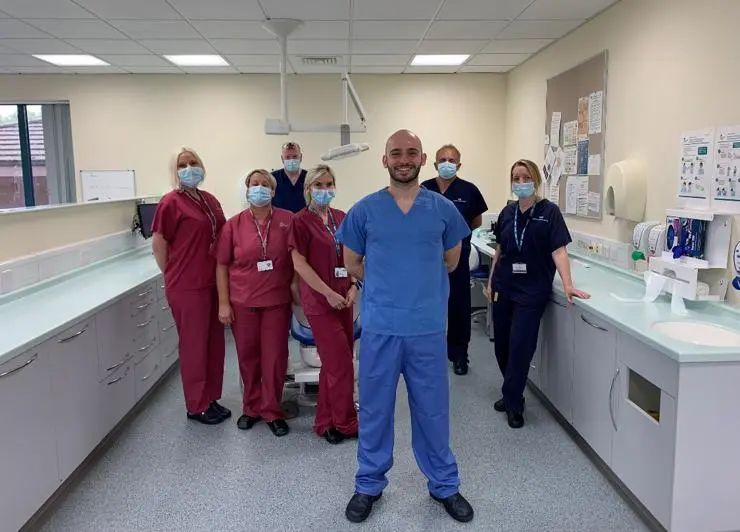 UCLan dentistry student Matthew Davies with his team at the Carlisle DEC