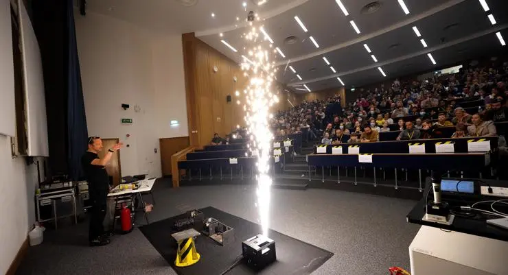 A fire experiment in Matthew Tosh’s Pyrotrickery show