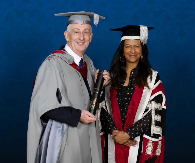 New UCLan Honorary Fellow Sir Lindsay Hoyle MP with UCLan Chancellor Ranvir Singh