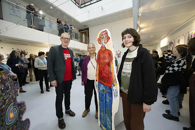 Penwortham Girls High School pupil Grace Halsey,16, from the art and design cohort, has created a large-scale colourful painting cut out of a girl. 